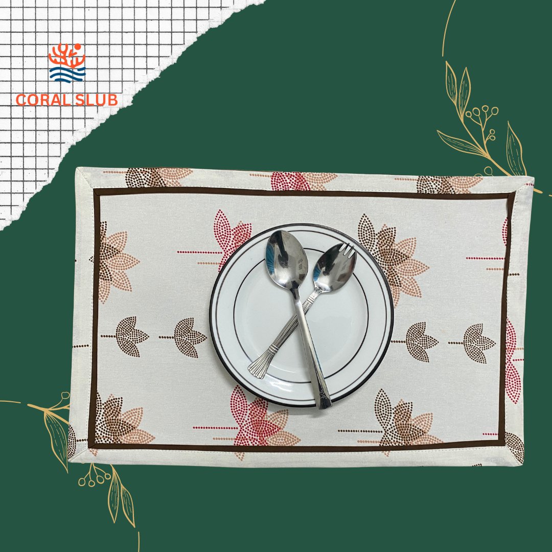 Whispering Petals Cotton Placemats, 12" x 18", Set of 2 - Coral Slub -